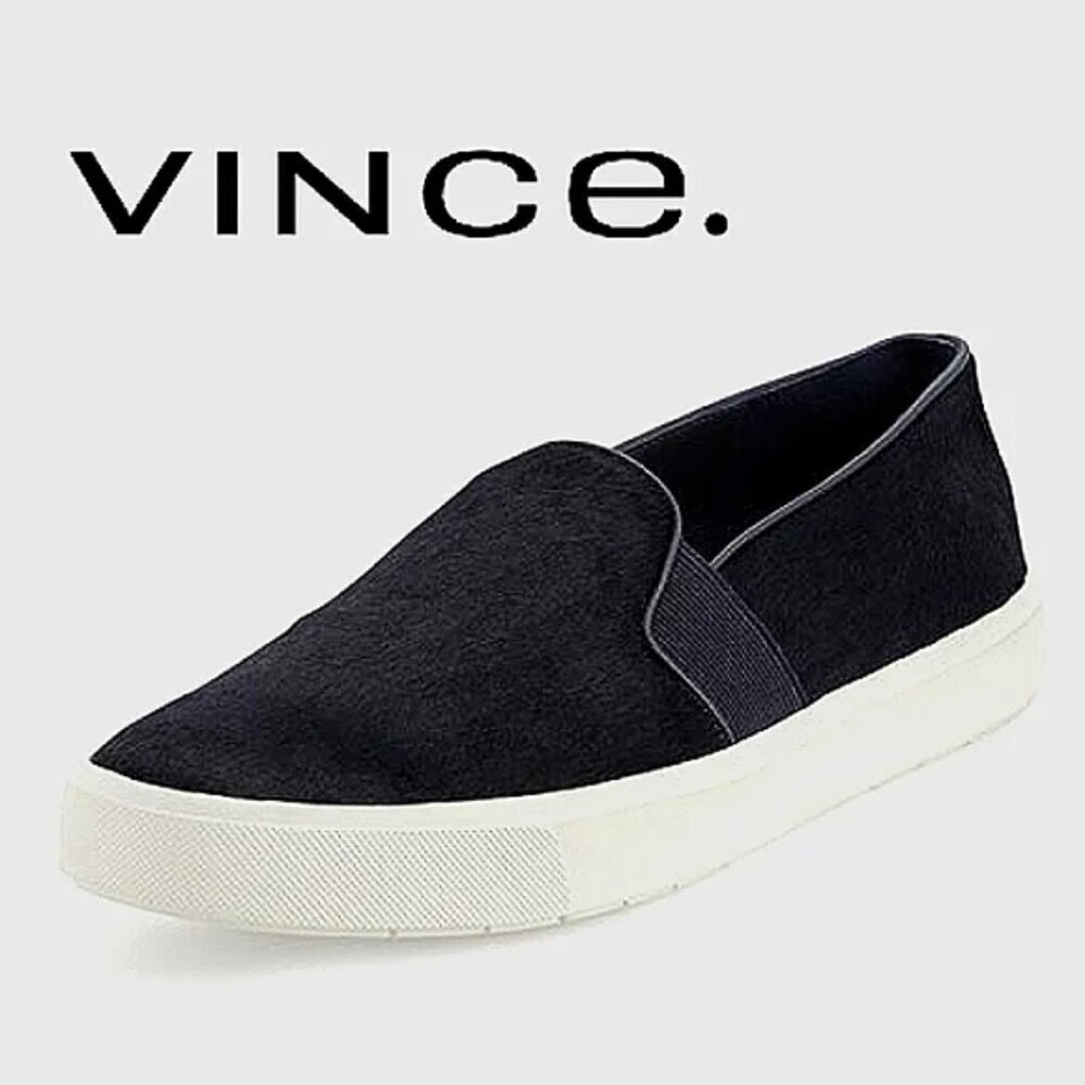 VINCE Blair Calf Hair Slip-On Elastic‎ Gore Black Flatform Sneakers Sz 5M EUR 35